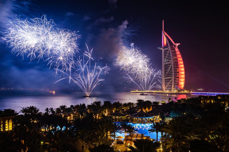 Burj Al Arab was the site of an eight-minute fireworks display. Photo: Burj Al Arab