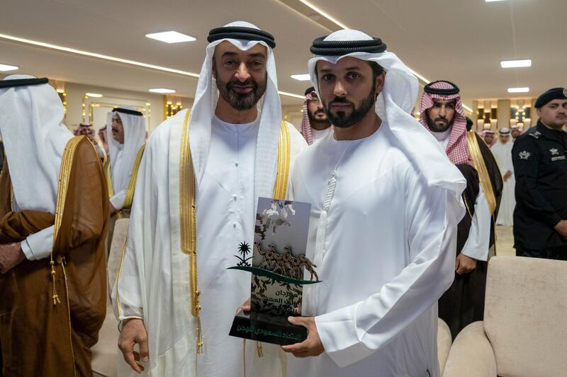 *** GENERAL CAPTION ***
TAIF, SAUDI ARABIA - September 22, 2018: HH Sheikh Mohamed bin Zayed Al Nahyan, Crown Prince of Abu Dhabi and Deputy Supreme Commander of the UAE Armed Forces (), attends the concluding ceremony of the Saudi Crown Prince Camel Festival.

( Mohamed Al Hammadi / Crown Prince Court - Abu Dhabi )