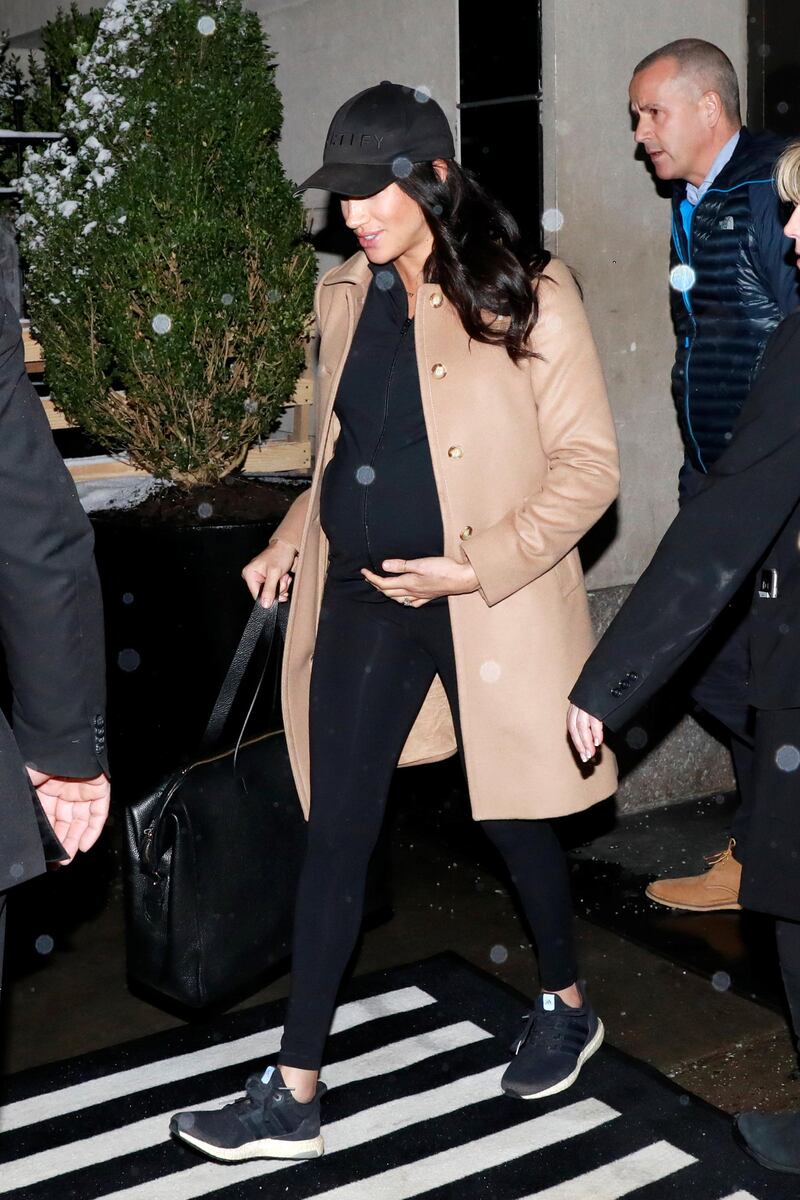 Meghan, Duchess of Sussex, exits The Mark Hotel following her baby shower in New York on February 20, 2019. Reuters