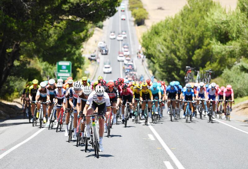 The peloton during Stage 6 of the Tour Down Under in South Australia, on Sunday, January 26. EPA