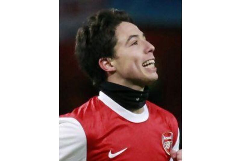 Arsenal's Samir Nasri sporting a snood. Matt Dunham / AP Photo