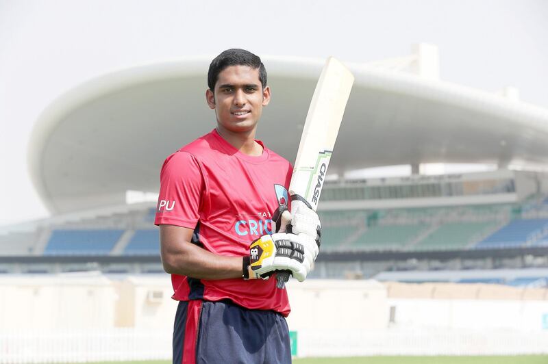 ABU DHABI ,  UNITED ARAB EMIRATES , AUGUST 22 – 2019 :- Jonathan Figy, a former UAE age group player now playing for Winchester College in England during the interview at the Zayed Cricket Academy in Abu Dhabi. ( Pawan Singh / The National ) For Sports. Story by Amith