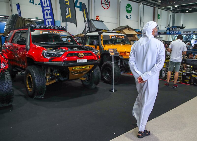 Offroad 4x4 vehicles on display at Adihex. Victor Besa / The National