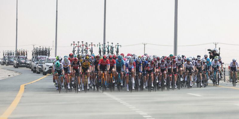 The peloton during Stage 1 of the UAE tour in Abu Dhabi. AFP