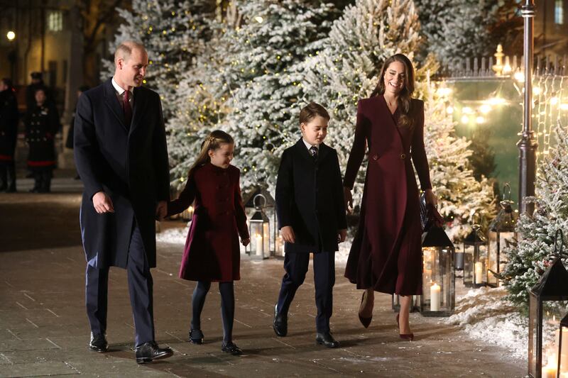 The Prince and Princess of Wales arrive with their children at Westminster Abbey. Getty Images