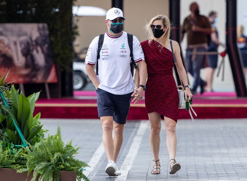 Mercedes driver Valtteri Bottas with his girlfriend Tiffany Cromwell. Victor Besa / The National