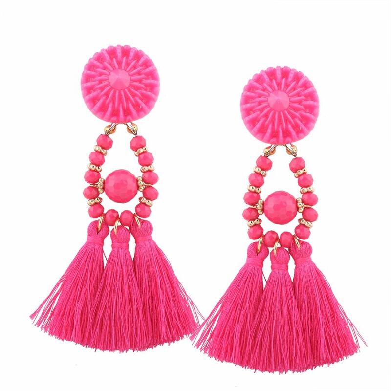 Pink tassel earrings, Dh70 at Beachcity.ae.