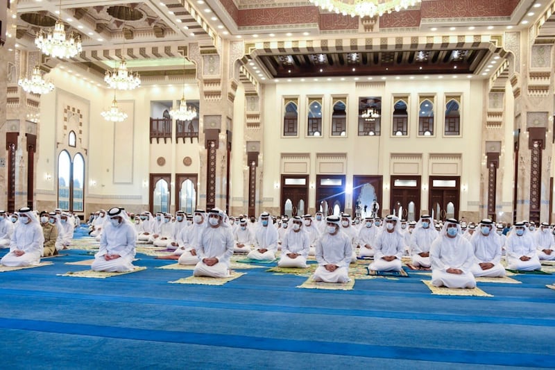 A number of sheikhs and a group of worshippers, including citizens and residents, also performed prayers.
