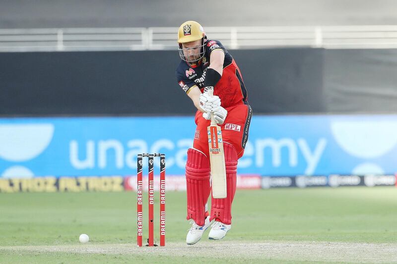 Aaron Finch of Royal Challengers Bangalore during match 33 of season 13 of the Dream 11 Indian Premier League (IPL) between the Rajasthan Royals and the Royal Challengers Bangalore held at the Dubai International Cricket Stadium, Dubai in the United Arab Emirates on the 17th October 2020.  Photo by: Ron Gaunt  / Sportzpics for BCCI