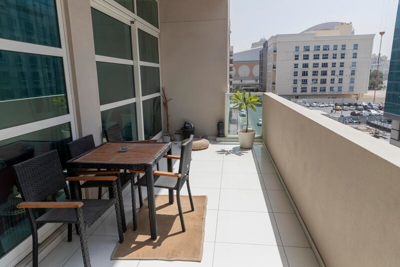 The balcony overlooking Al Barsha. Antonie Robertson/The National