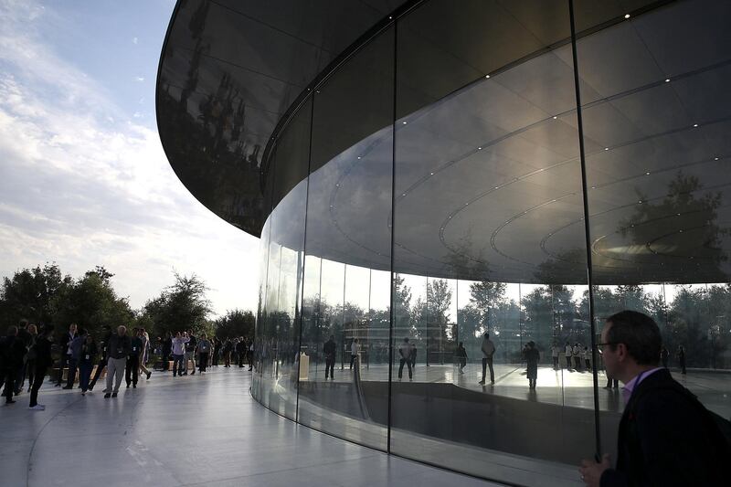 CUPERTINO, CA - SEPTEMBER 12: A view of the Steve Jobs Theatre at Apple Park on September 12, 2017 in Cupertino, California. Apple is holding their first special event at the new Apple Park campus where they are expected to unveil a new iPhone.   Justin Sullivan/Getty Images/AFP (Photo by JUSTIN SULLIVAN / GETTY IMAGES NORTH AMERICA / Getty Images via AFP)