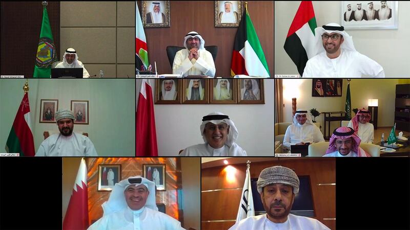 Dr Sultan Al Jaber was chairing a virtual meeting of the Industrial Co-operation Committee of the Gulf Co-operation Council. Courtesy Ministry of Industry and Advanced Technology