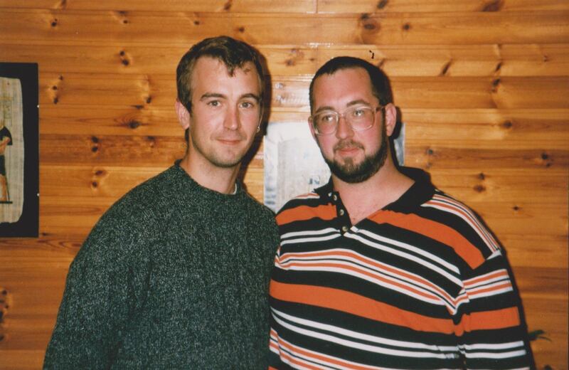 Brothers Mike, right, and David Haines in the late 1990s. Family photo
