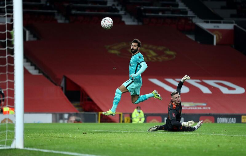 MANCHESTER UNITED RATINGS: Dean Henderson, 7 - Spread himself to save Salah’s opening goal but couldn’t be blamed. Salah’s second went through his legs after 58. Fine save at near post from Robertson and easily handled a Salah shot as he went for a hat-trick. Getty