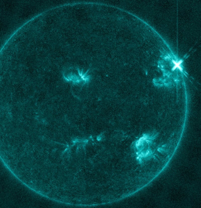 The largest solar flare in four years hit Earth’s atmosphere on Saturday. SpaceWeather.com