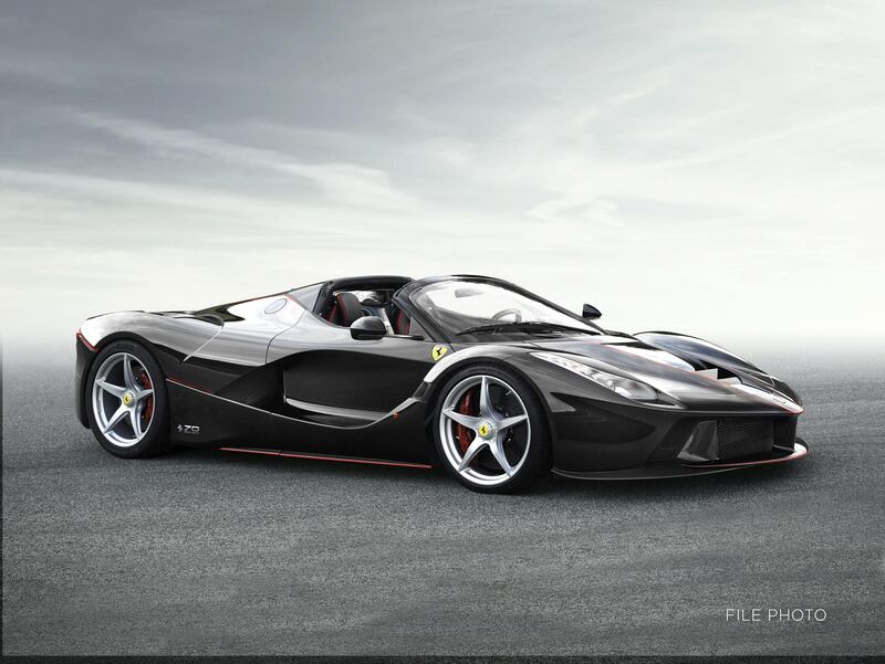 2017 Ferrari LaFerrari Aperta (file photo), €3m to €4m (Dh13.1m to Dh17.5m). Proceeds will go to charity. R M Sotheby’s
