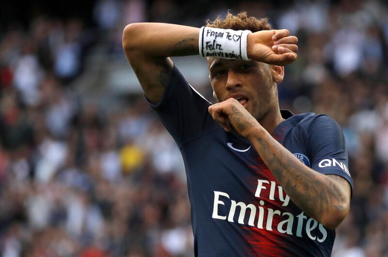 Neymar celebrates scoring a goal. EPA