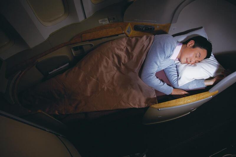 There is enough space to lie down and sleep during the flight in first class. Courtesy China Airlines.