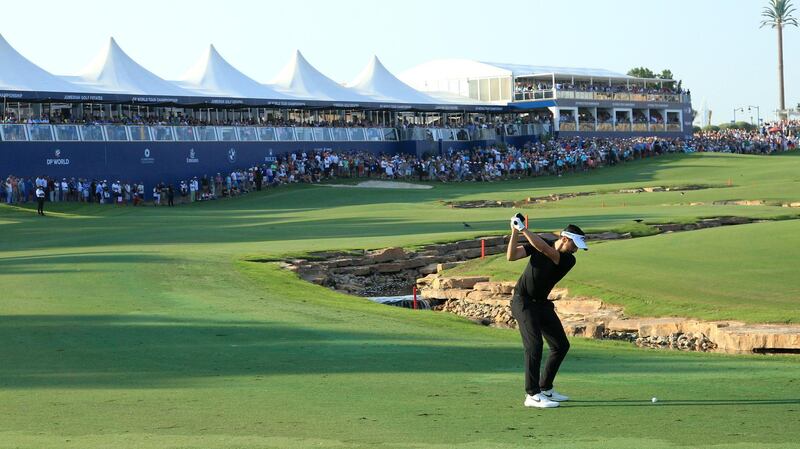 Mike Lorenzo-Vera plays his second shot on the 18th. Getty