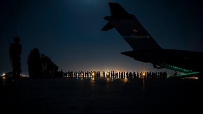 The US Air Force during the Afghanistan evacuation at Hamid Karzai International Airport, Kabul, in August. AP Photo