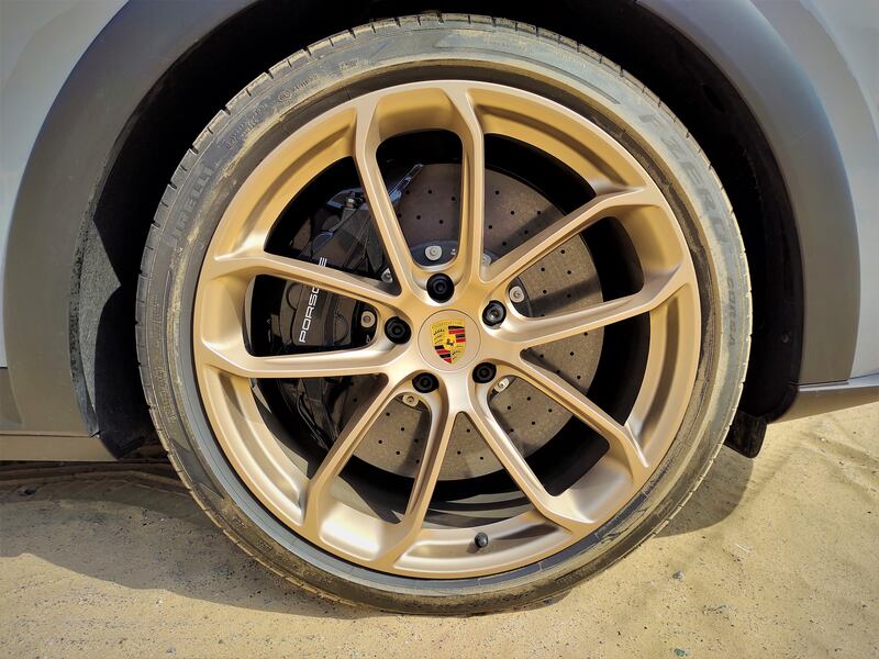 The 22-inch gold rims and Pirelli P Zero Corsa tyres are bespoke to the GT.