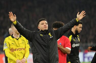 Jadon Sancho of Dortmund celebrates after the UEFA Champions League round of 16 second leg match between Borussia Dortmund and PSV Eindhoven, in Dortmund, Germany, on March 13, 2024. EPA/FRIEDEMANN VOGEL