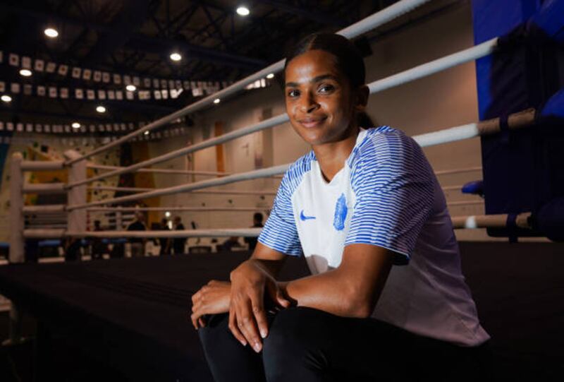 Ramla Ali takes a well-earned rest outside the ring. Getty Images