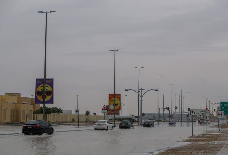 Abu Dhabi, United Arab Emirates, January 11, 2020.  Abu Dhabi rains.
Flooding on Al Ishoush St, Abu Dhabi.
Victor Besa / The National