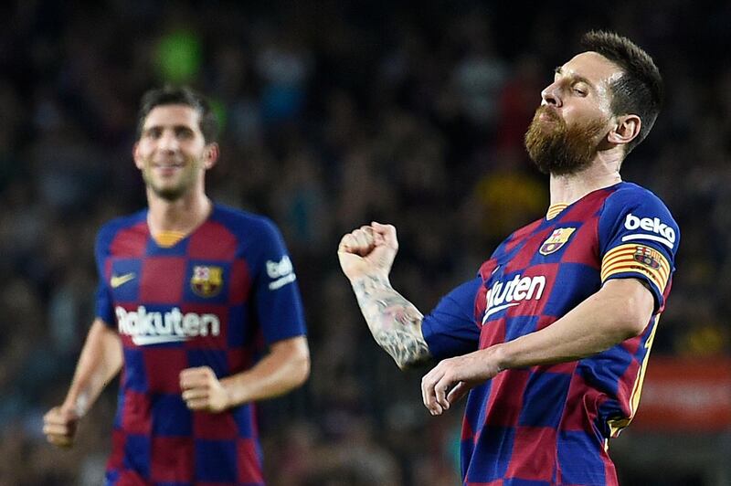 Messi celebrates his goal. AFP