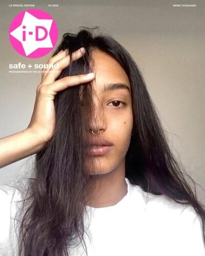 Model Mona Tourgaard in a FaceTime shoot for 'i-D' magazine. Courtesy i-D/Instagram
