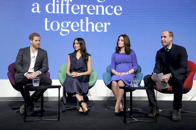 (left to right) Prince Harry, Meghan Markle and the Duchess and Duke of Cambridge during the first Royal Foundation Forum in central London.