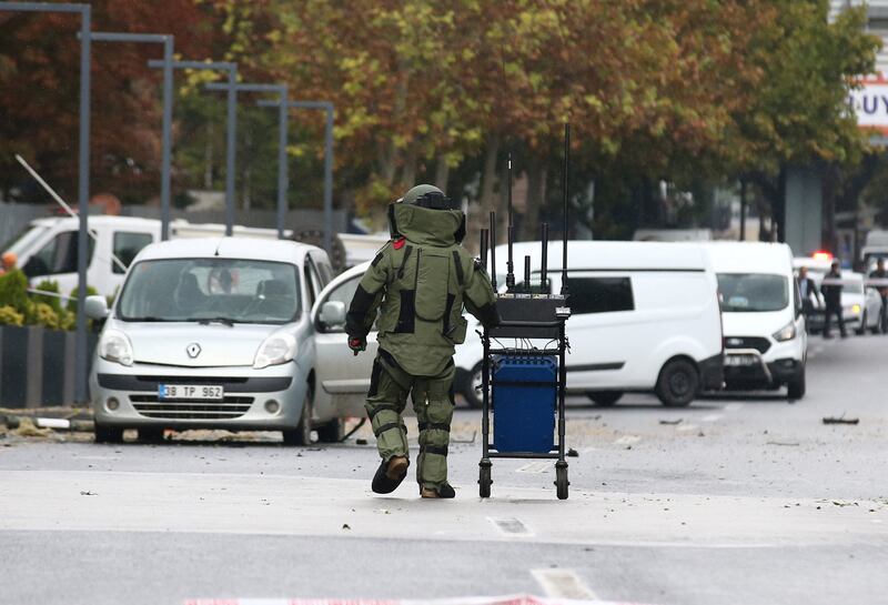 A bomb disposal expert works at the scene after a bomb attack in Ankara, Turkey. Reuters