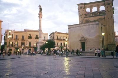 Jan. 08, 2013 - Italy, Apulia, Lecce, piazza Sant'Oronzo and Seggio San Marco palace at dusk (Credit Image: © TIPS/ZUMAPRESS.com) *** Local Caption ***  wk03ap-tr-mkop-lecce.jpg