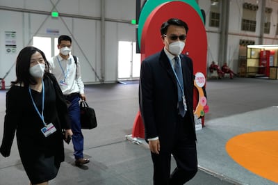 Members of China's delegation at Cop27 in Sharm El Sheikh, Egypt. AP
