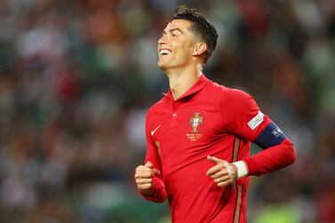 LISBON, PORTUGAL - JUNE 05: Cristiano Ronaldo of Portugal reacts during the UEFA Nations League League A Group 2 match between Portugal and Switzerland at Estadio Jose Alvalade on June 05, 2022 in Lisbon, Portugal. (Photo by Carlos Rodrigues / Getty Images)