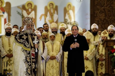 Mr El Sisi reassured the nation during a speech to a group of orthodox Christians. AFP