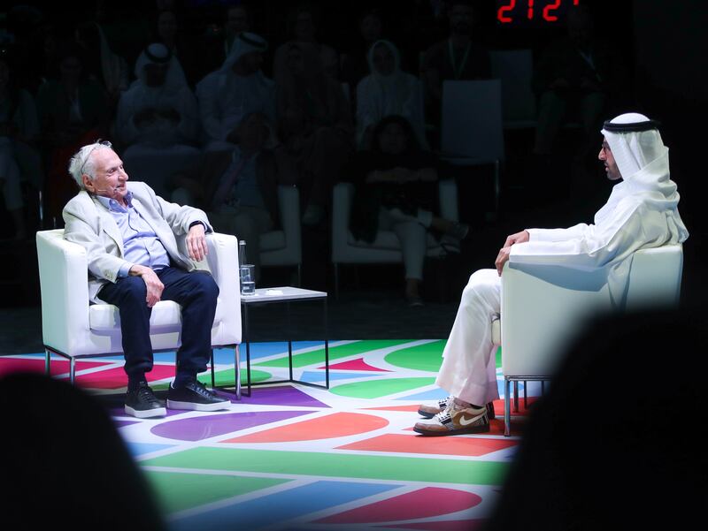 Mohamed Al Mubarak in conversation with Frank Gehry, Architect, Gehry Partners. 