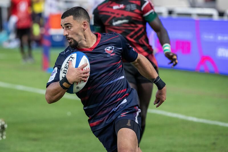 Action from USA's victory over Kenya in the Rugby World Cup qualifier at The Sevens in Dubai on Sunday, November 6, 2022. All images Antonie Robertson/The National
