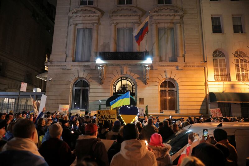 A candlelit vigil in front of the Russian consulate, in New York. Reuters