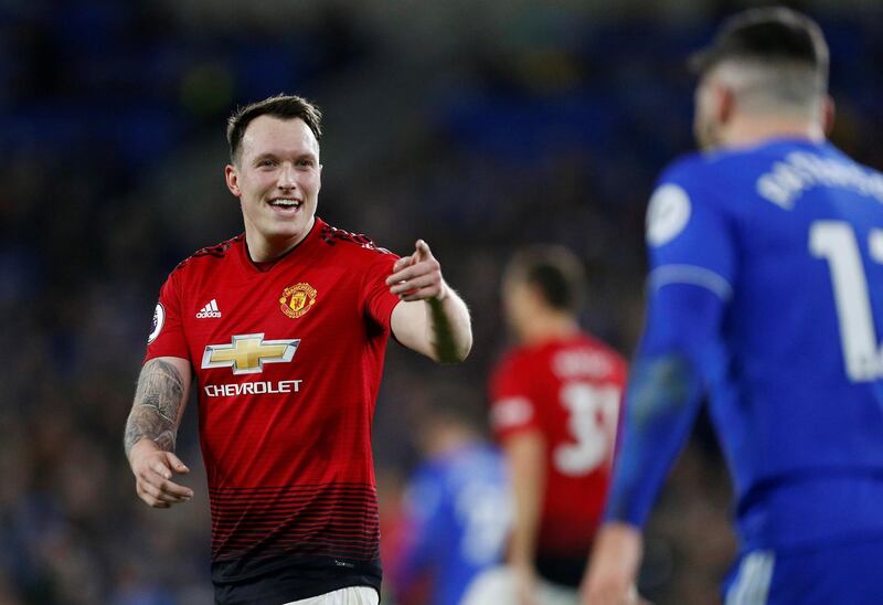 Soccer Football - Premier League - Cardiff City v Manchester United - Cardiff City Stadium, Cardiff, Britain - December 22, 2018 Manchester United's Phil Jones gestures Action Images via Reuters/Craig Brough EDITORIAL USE ONLY. No use with unauthorized audio, video, data, fixture lists, club/league logos or 'live' services. Online in-match use limited to 75 images, no video emulation. No use in betting, games or single club/league/player publications. Please contact your account representative for further details.