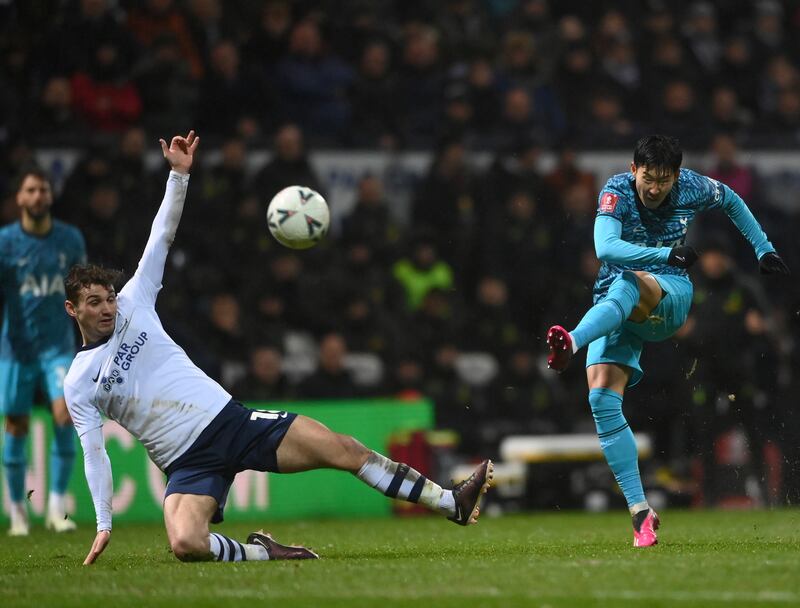 Son Heung-Min scores Tottenham's first goal. Getty