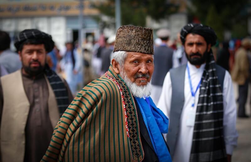 epa07538328 Afghan members of the Loya Jirga (Grand Council) as they attend at the second day of the held to discuss the peace process with the Taliban, in Kabul, Afghanistan, 30 April 2019.  Afghanistanâ€™s president on 29 April 2019 inaugurated a grand council to consult with 3,200 Afghans on peace talks with the Taliban amid strong opposition from his political rivals and the militant group itself.  EPA/HEDAYATULLAH AMID