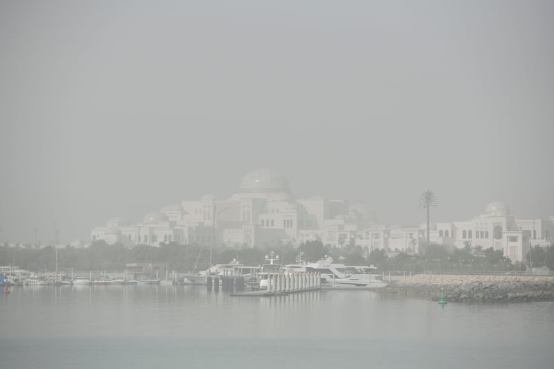 Qasr Al Watan covered in dust, Abu Dhabi. Khushnum Bhandari / The National
