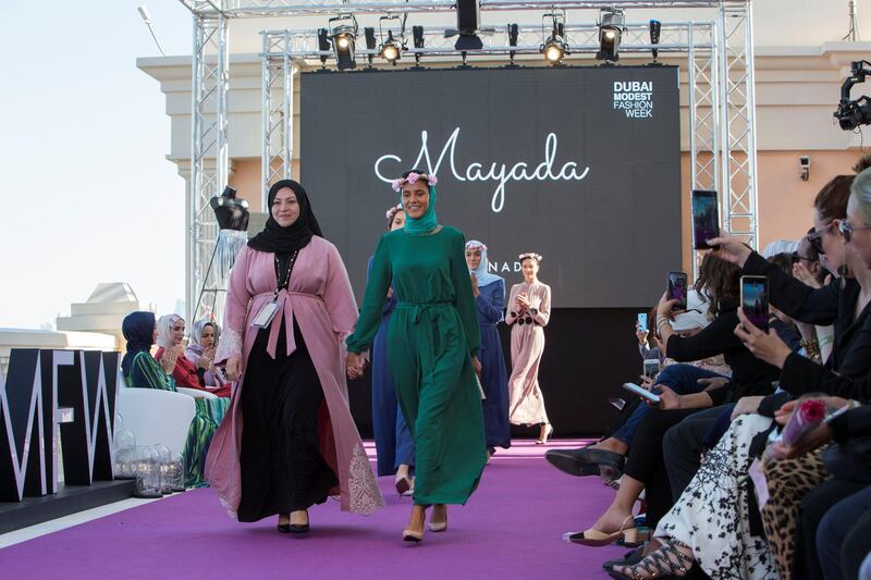 DUBAI, UNITED ARAB EMIRATES -Mayada fashion designer at the second day of Dubai Modest Fashion Show at Emerald Palace Kempinski, Dubai.  Leslie Pableo for The National for Hafsa Lodi's story