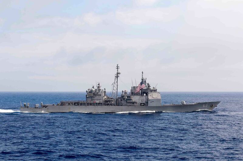 The guided-missile cruiser 'USS Chancellorsville' was one of two US Navy warships that sailed through the Taiwan Strait on August 28. US Navy via AP