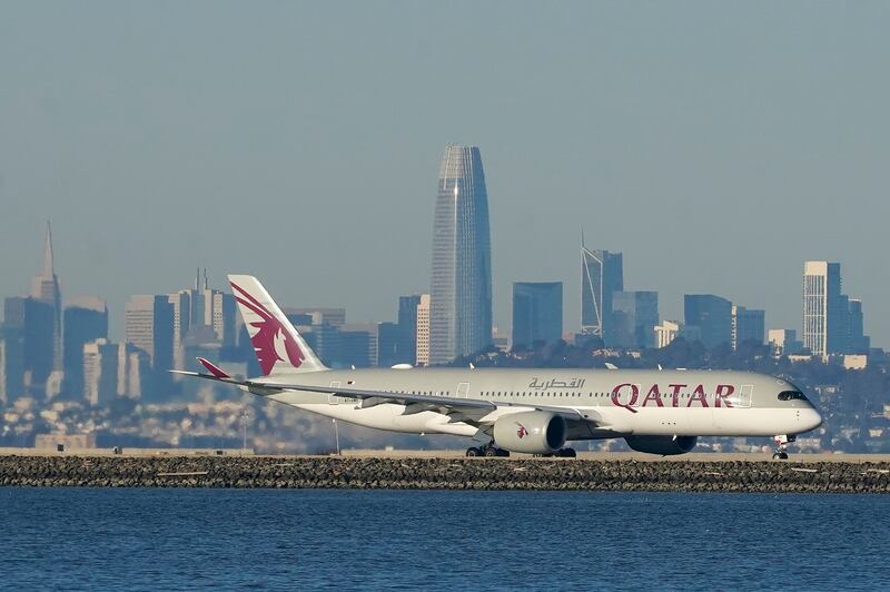 A Qatar Airways plane prepares to take off at San Francisco International Airport. AP Photo