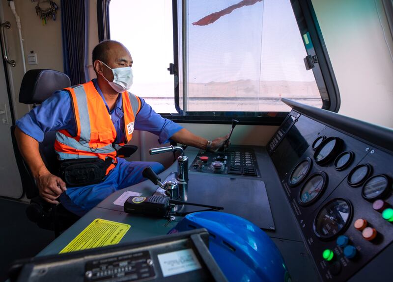 The train driver takes the diesel inspection line down the tracks.