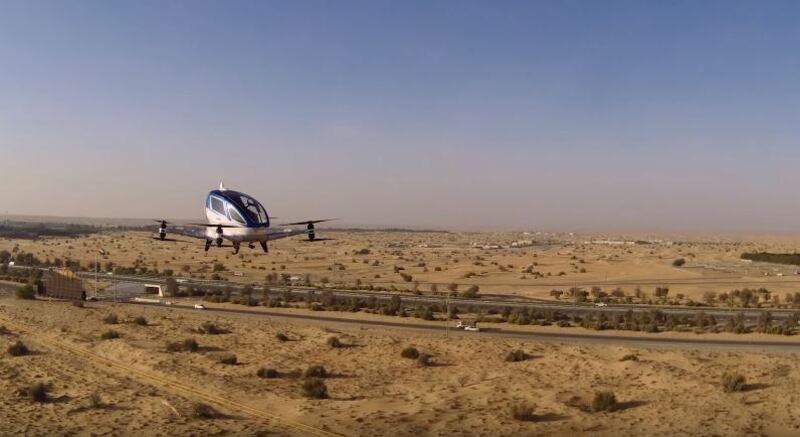 Since early 2017, the EHang184 autonomous aerial vehicle has experimented flight tests in Dubai sky at the test site of the Dubai Civil Aviation Authority