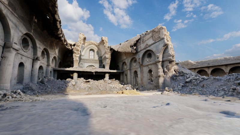 Interior view of the virtually reconstructed Al Tahera church