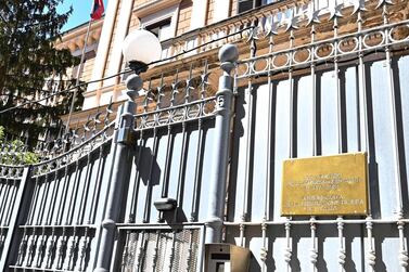 The Russian Embassy in Rome, where two officials were expelled. AFP.